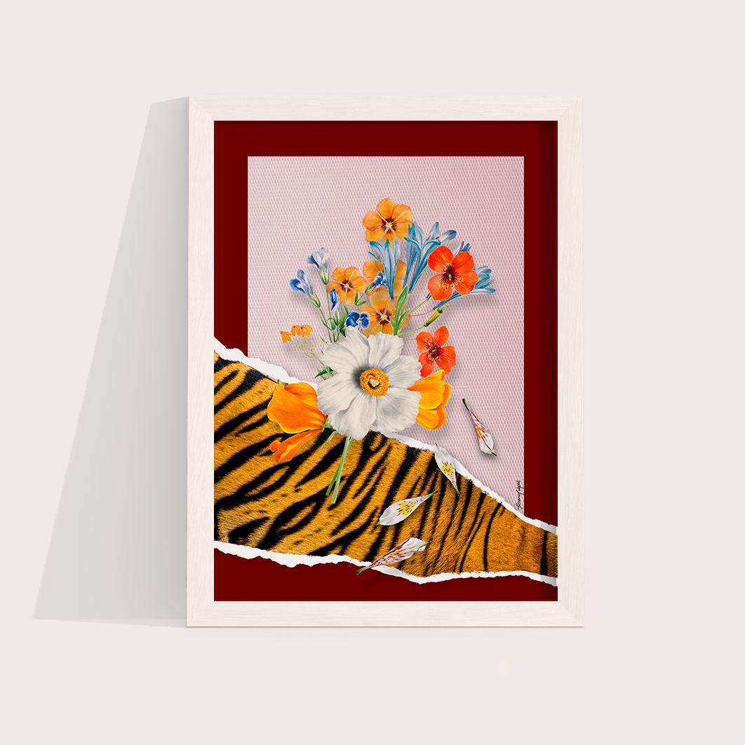 Flores animal print Tigre por Adoro Cores