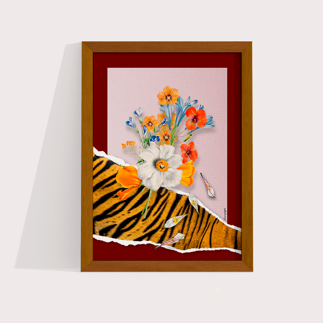 Flores animal print Tigre por Adoro Cores