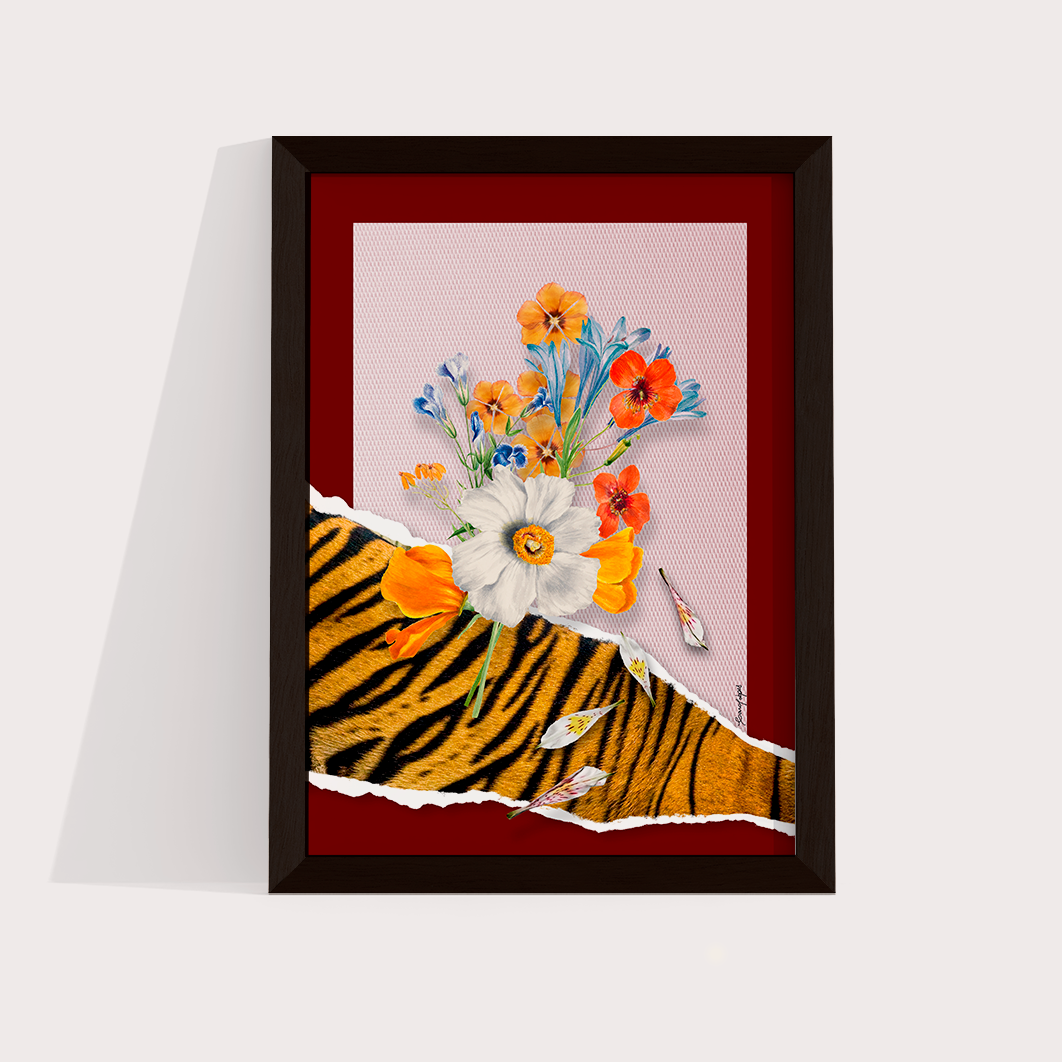 Flores animal print Tigre por Adoro Cores