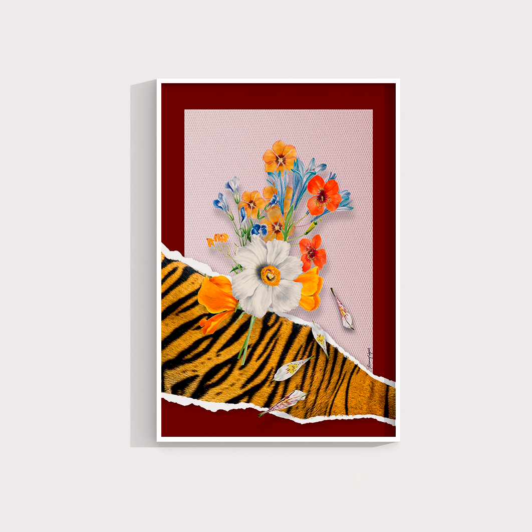 Flores animal print Tigre por Adoro Cores