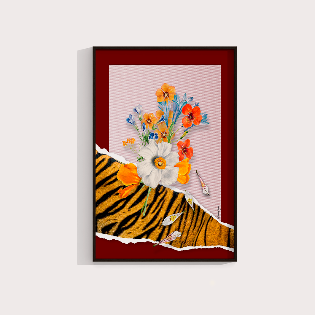 Flores animal print Tigre por Adoro Cores