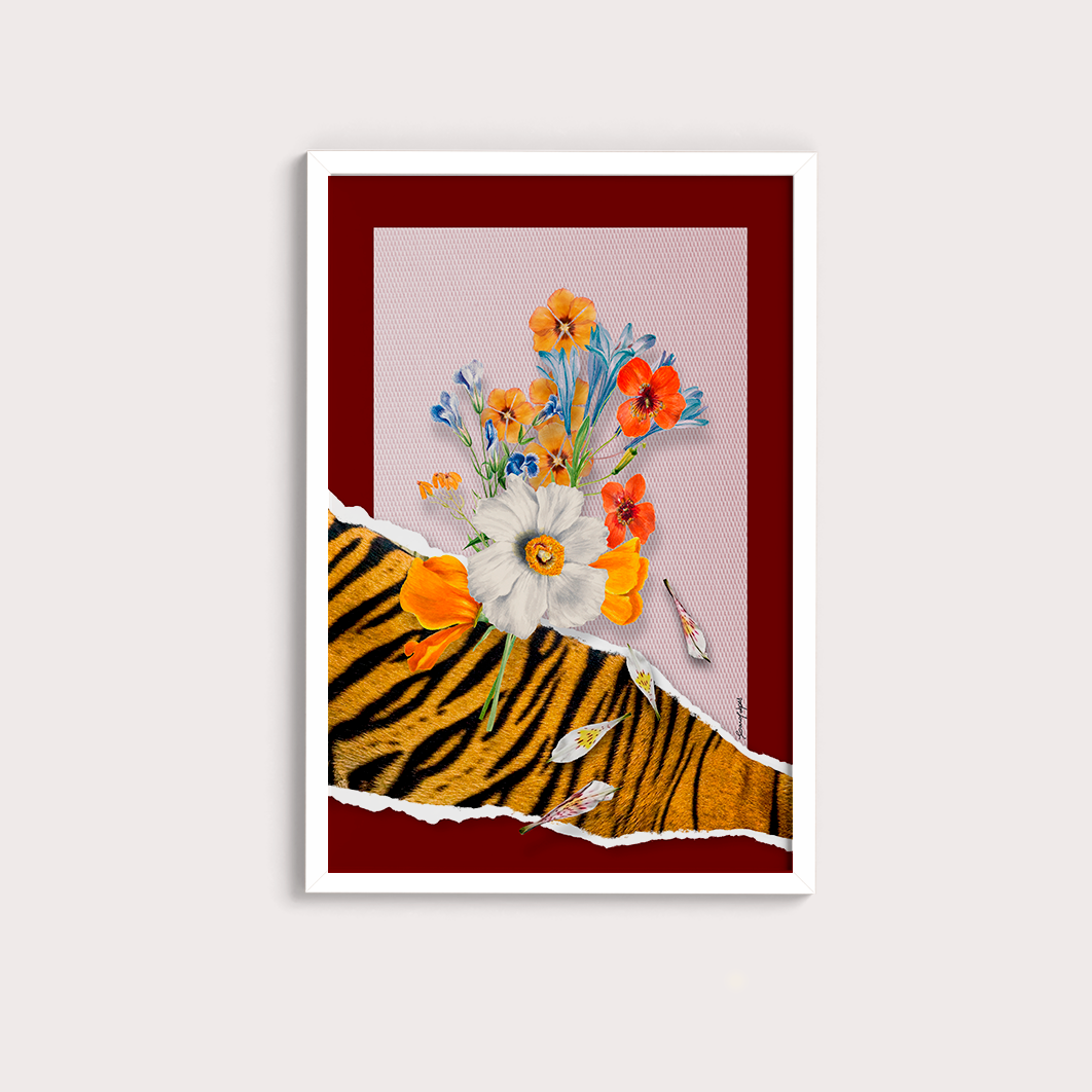 Flores animal print Tigre por Adoro Cores