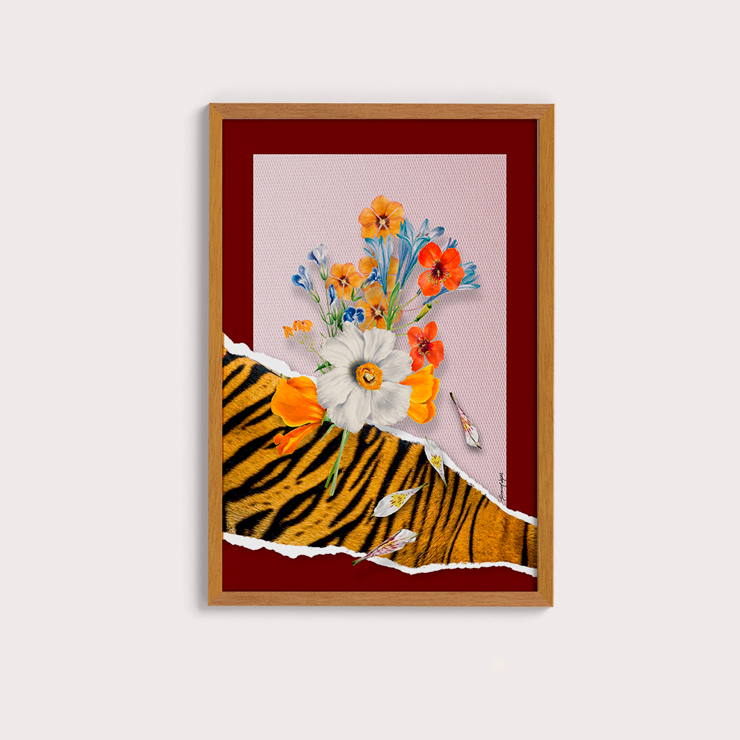 Flores animal print Tigre por Adoro Cores