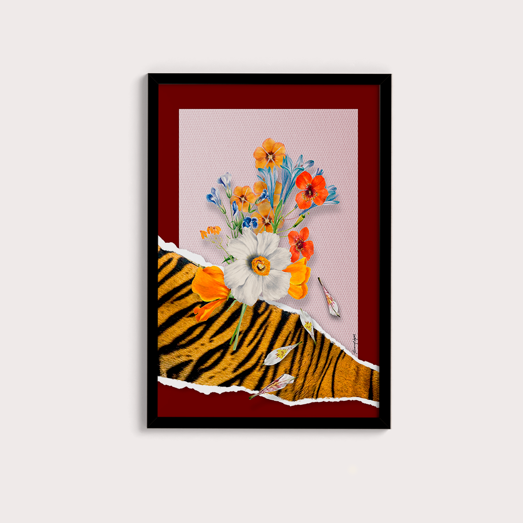 Flores animal print Tigre por Adoro Cores