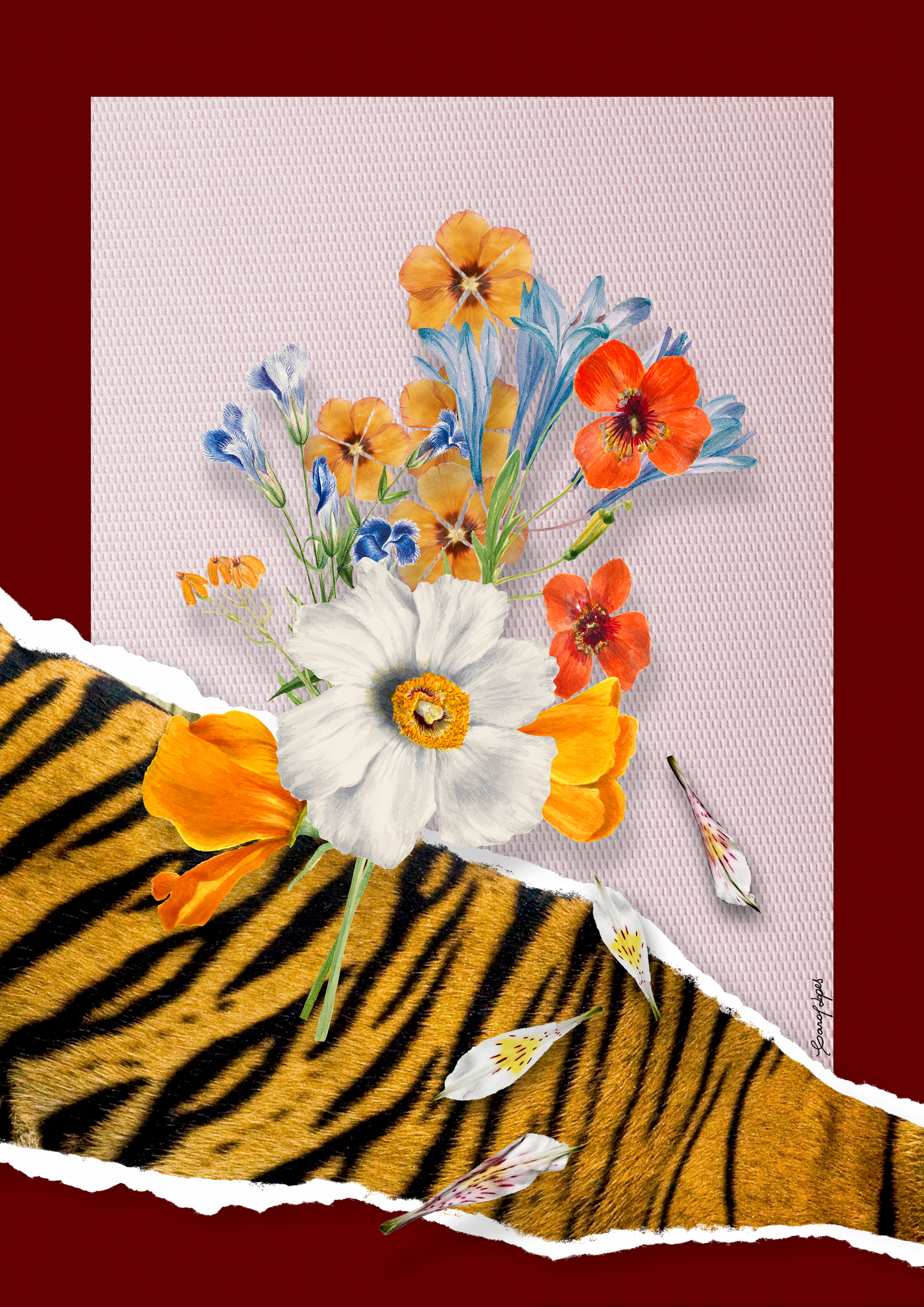 Flores animal print Tigre por Adoro Cores