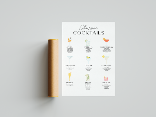 Poster Classic Cocktails  A3 - Pronta Entrega - LARTESTUDIO