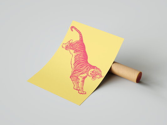 POSTER TIGER - YELLOW -  A2 - Pronta Entrega